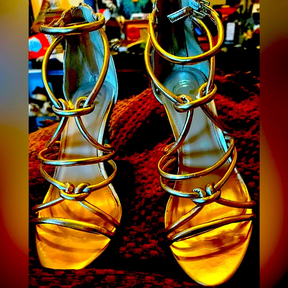 Strappy Rose Gold Shoes in Great Condition, Size 8,  C Logo on Sole 8